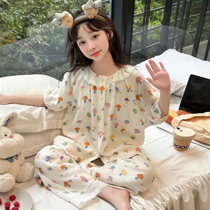 儿童睡衣夏季薄款纯棉女