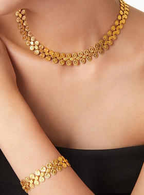 欧美复古花朵项链太阳花纹手链网红同款轻奢小众百搭饰品chic风女