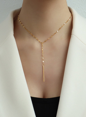 Marka法式风格Y形颈链流苏短款项