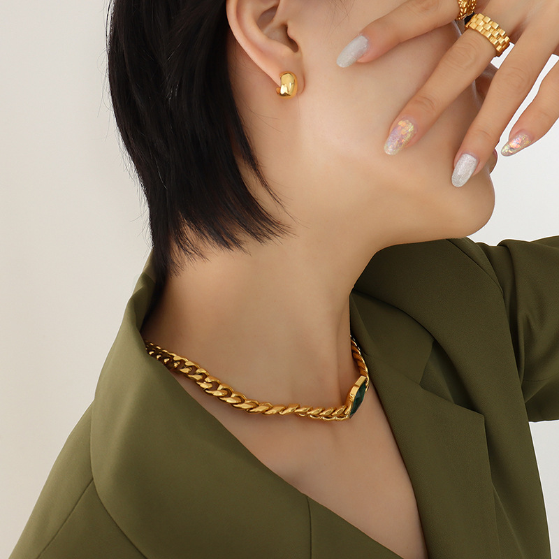 欧式风格个性潮流小众设计极简C形耳环 钛钢镀金耳饰品高级感配饰