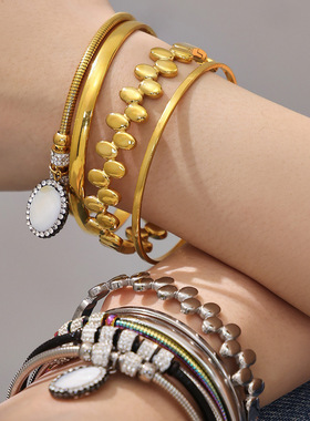 不锈钢小众设计磁铁吸合个性镶钻