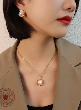 珍珠轻奢小众耳钉锁骨链个性定制