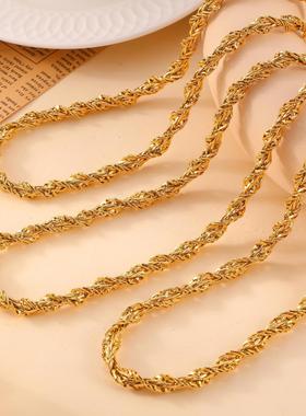 欧美跨境网红同款钛钢嘻哈小众麻花链镀18K金轻奢大气设计款项链