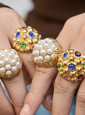 欧美跨境新款石榴形设计镶仿珍珠