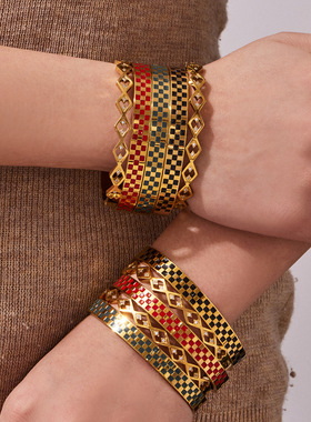 欧美简约轻奢方块格子滴油几何卡