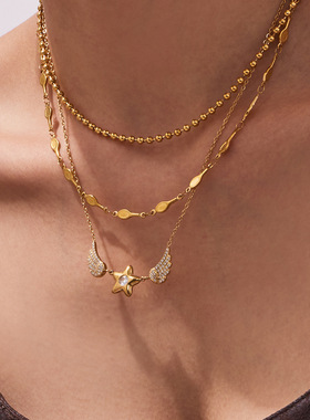 欧美简约时尚饰品5A锆石五角星翅