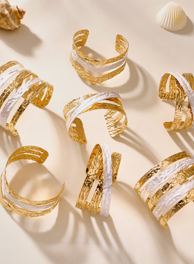 摩天轮欧美褶皱滴油白色金色双色