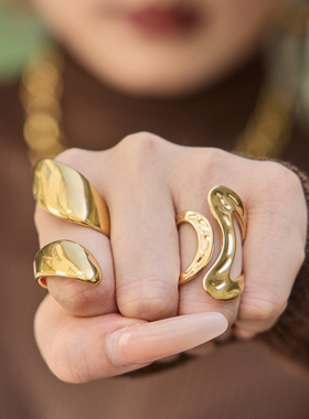 欧美ins小众设计几何形开口戒指