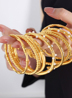 欧美跨境外贸圆珠竹节镶嵌锆石开