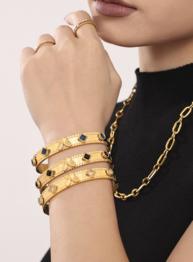 摩天轮欧美不锈钢镀金手镯时尚批