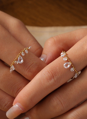 时尚跨境小众设计流苏七颗水晶石