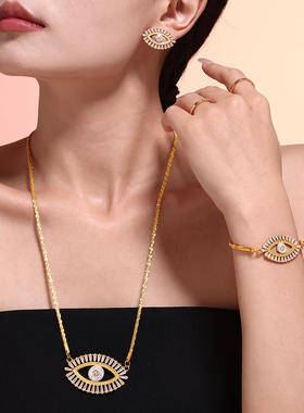 恶魔之眼微镶锆石钛钢套饰