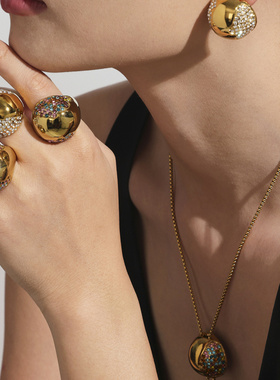 摩天轮不锈钢5A锆石超闪项链手链