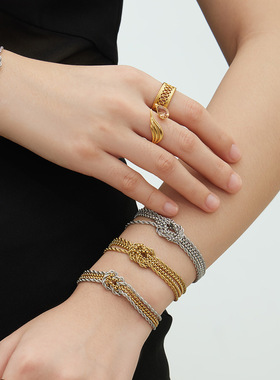 不锈钢间金拼色链条交叉款几何型