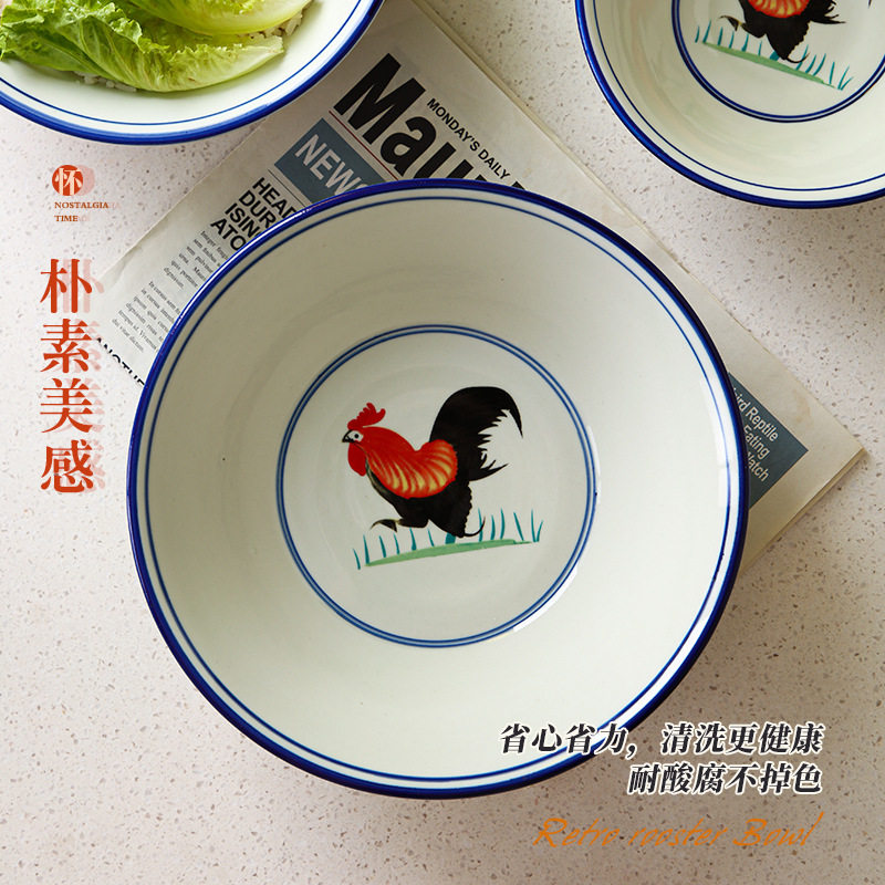 老式复古公鸡碗面碗家用