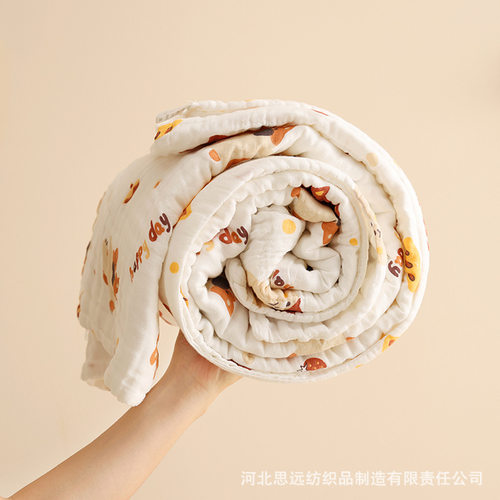 婴儿浴巾六层印花纱布70*