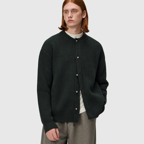 BSIJA呢绒圆领毛衣开衫外套