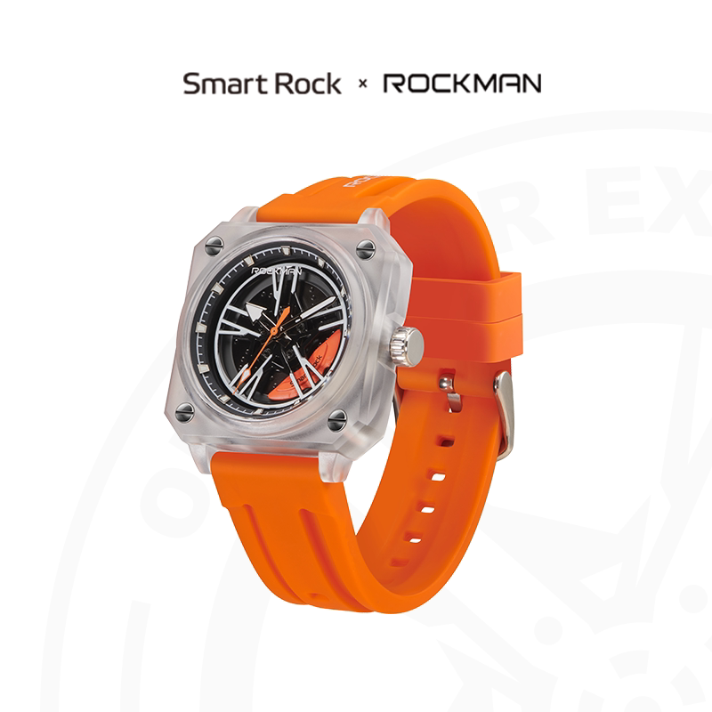 SMARTROCK 轮毂系列男国表R8极光橙跑车轮毂夜光表盘石英机芯防水