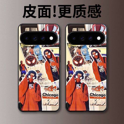 蜘蛛侠拼贴适用谷歌Pixel11proXL手机壳Pixel10手机壳皮纹Pixel9pro个性10proXL/Pixel11/8pro/7pro/6保护套