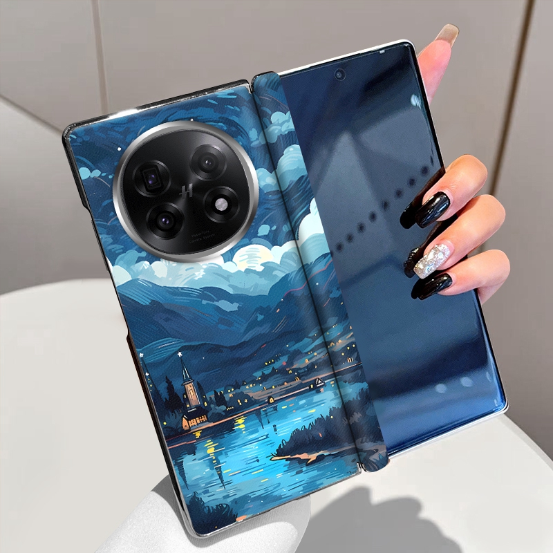 星夜小镇适用OPPOFindN5手机壳磁吸全包中轴铰链OPPO FindN3折叠屏手机套电镀高级个性时尚超薄防摔保护套