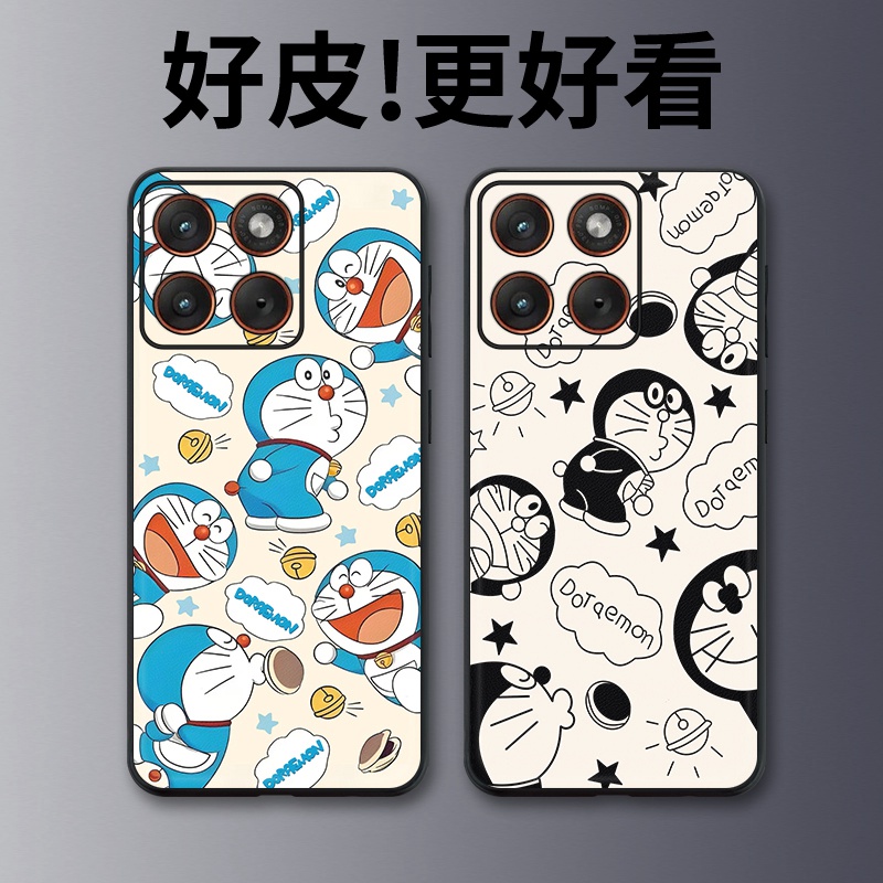 开心蓝胖子适用摩托罗拉X70Air手机壳Edge60Pro皮革Edge60s个性X50Ultra潮牌Edge60全包X30Pro防摔S30保护套