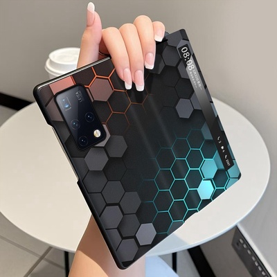 蜂巢矩阵适用华为MateX2手机壳磁吸翻盖皮套MateX2折叠屏全包中轴铰链X2智能休眠视窗个性潮牌防摔保护套