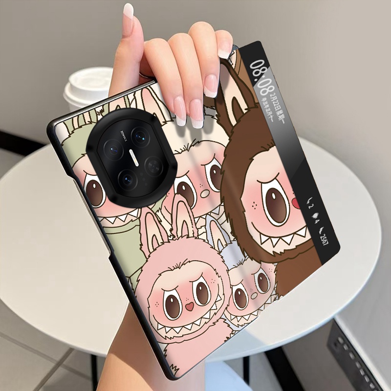 呆萌公仔适用华为MateX7手机壳翻盖全包皮套MateX6折叠屏磁吸智能视窗MateX5中轴MateX3铰链MateX2保护套