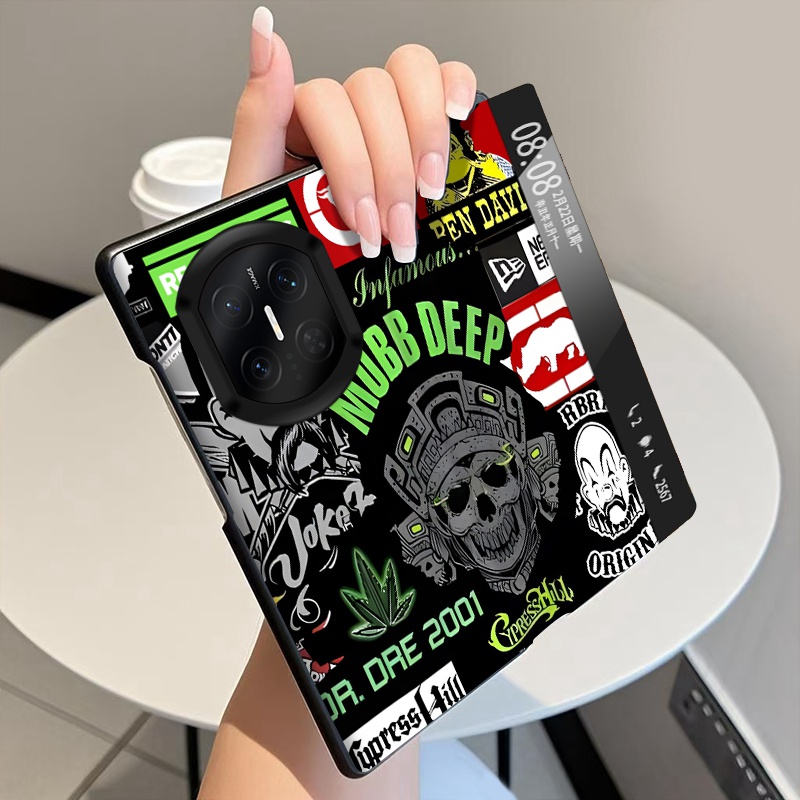 潮牌涂鸦适用华为MateX7手机壳翻盖全包皮套MateX6折叠屏磁吸智能视窗MateX5中轴MateX3铰链MateX2保护套