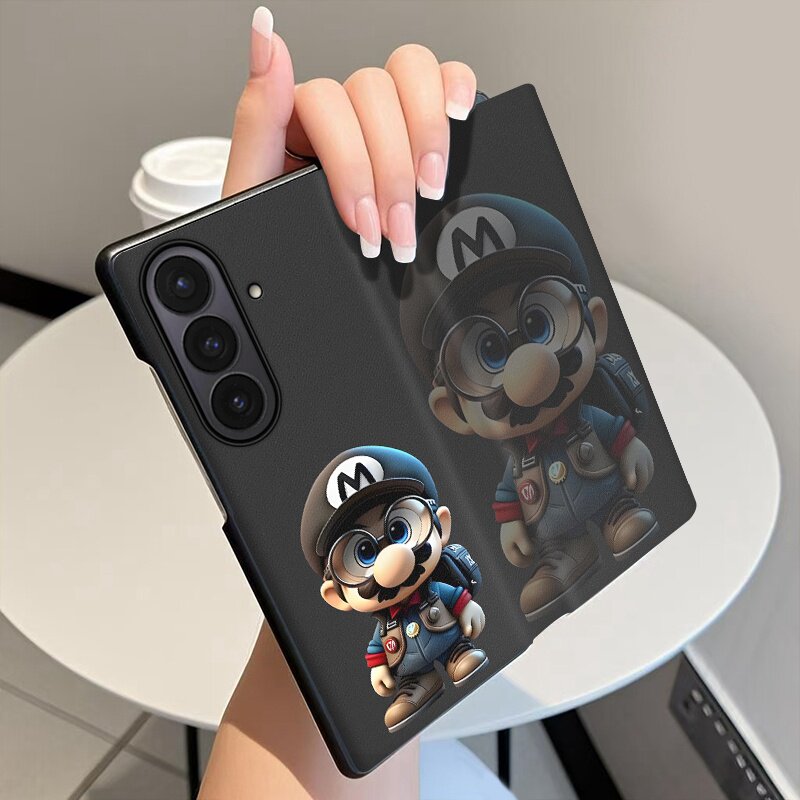 马里奥眼镜适用三星ZFold7手机壳翻盖皮套ZFold6全包中轴铰链ZFold5折叠屏Galaxyw25磁吸智能休眠w24保护套