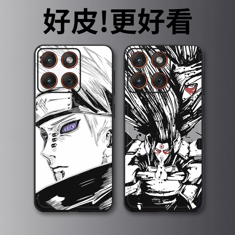 黑白绘火影适用摩托罗拉X70Air手机壳Edge60Pro皮革Edge60s个性X50Ultra潮牌Edge60全包X30Pro防摔S30保护套