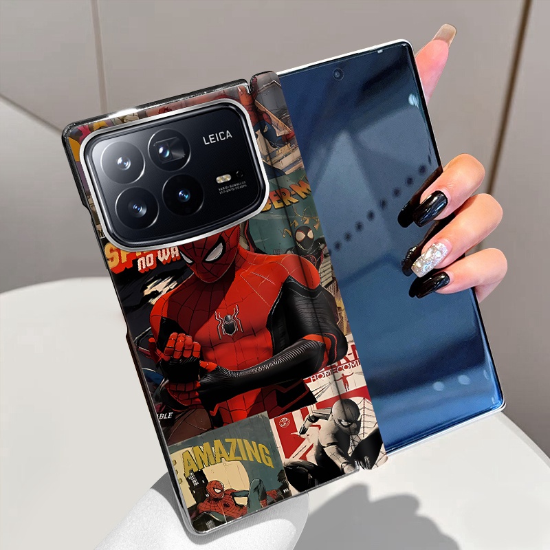 蜘蛛侠拼画适用小米MixFold4手机壳磁吸全包中轴铰链Mix Fold4折叠屏电镀手机套Fold4个性高级超薄防摔保护套