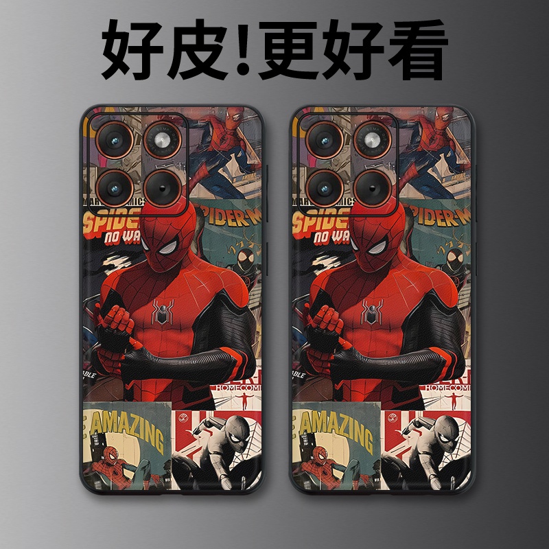 蜘蛛侠拼画适用摩托罗拉X70Air手机壳Edge60Pro皮革Edge60s个性X50Ultra潮牌Edge60全包X30Pro防摔S30保护套