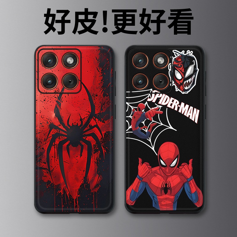 暗夜蜘蛛侠适用摩托罗拉X70Air手机壳Edge60Pro皮革Edge60s个性X50Ultra潮牌Edge60全包X30Pro防摔S30保护套