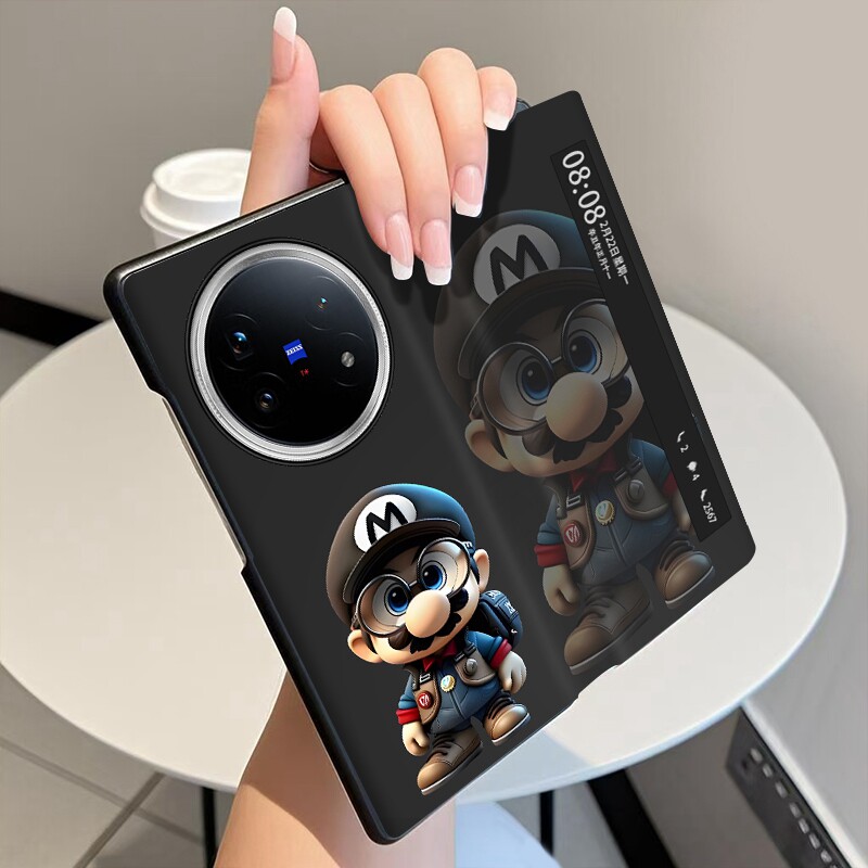马里奥眼镜适用vivoXFold5手机壳翻盖全包中轴铰链XFold3Pro折叠屏磁吸智能休眠视窗vivo XFold3防摔保护套