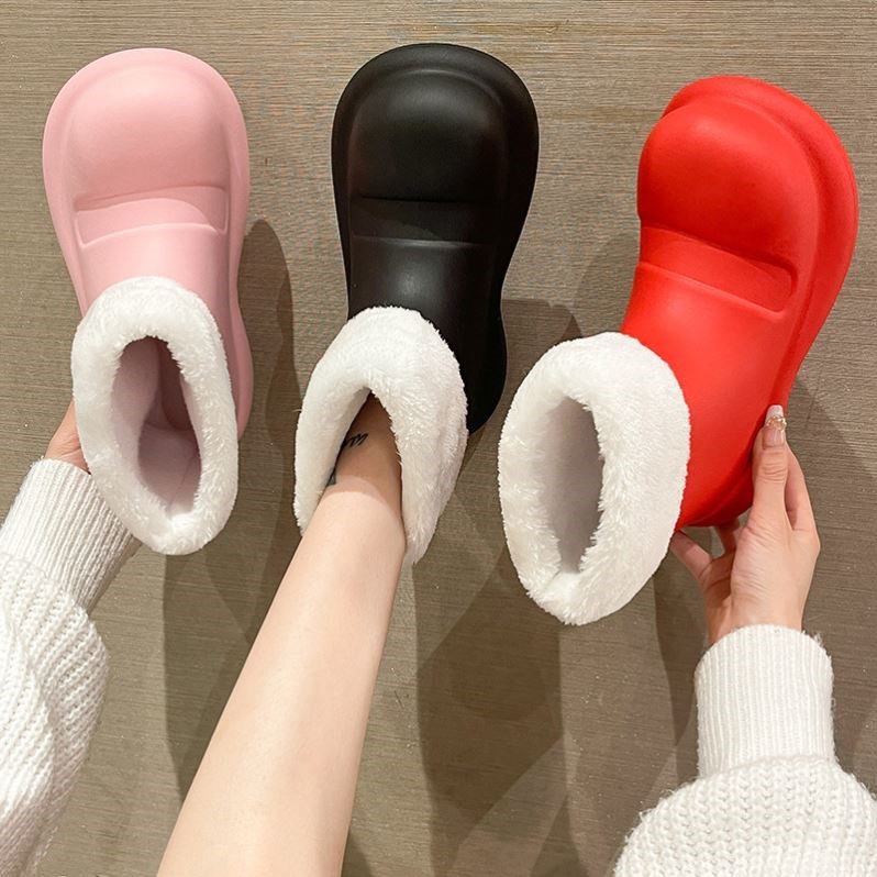 红色短靴雨鞋女款新四季小丑鞋户外厚底防水防滑短靴大头ins