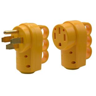 美式 房车用125V后置拉环电源插头50A黑色尼龙铜脚ETL公母头连接头