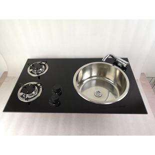 215 150毫米GR 钢化玻璃不锈钢燃气灶带水槽房车游730 430