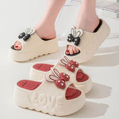 兔耳朵新款 外穿防滑2025室内蝴蝶结松糕增高浴室 时尚 厚底拖鞋 夏季