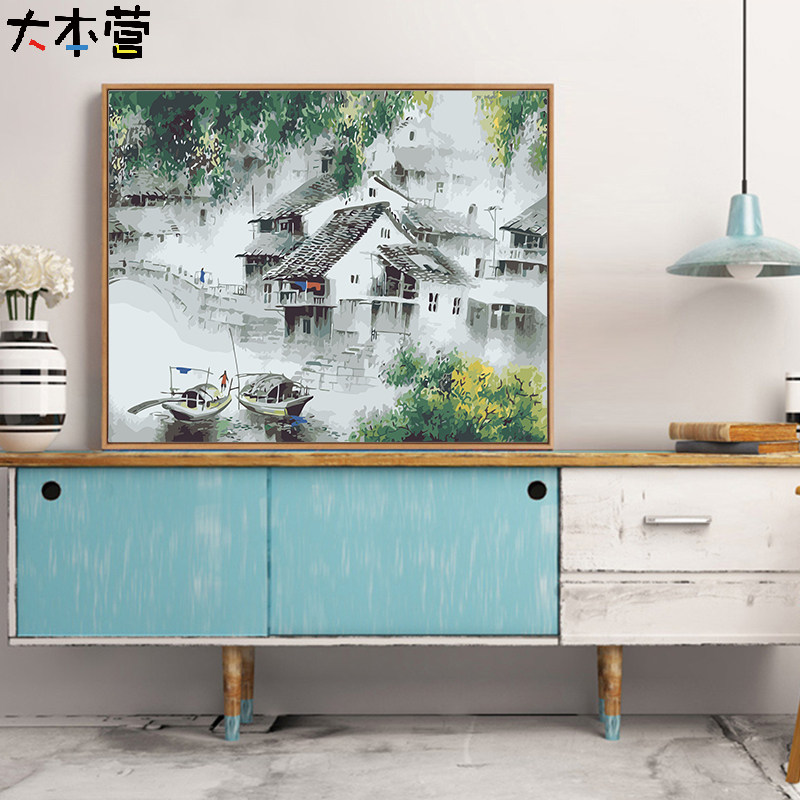 吴冠中水墨画DIY手工填色油画