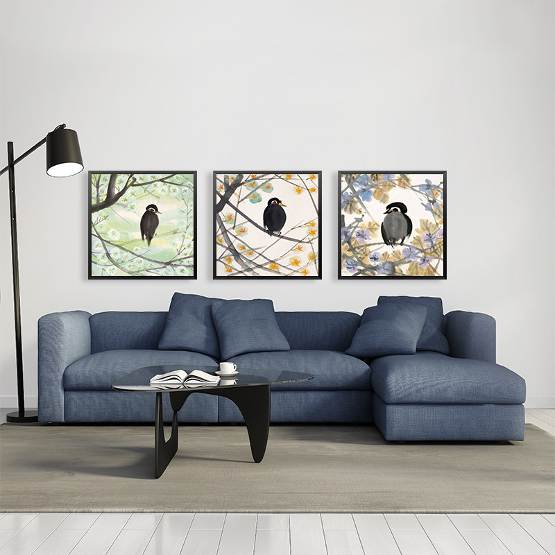 林风眠幽居栖枝图小鸟动物国画 diy数字油彩画手绘打发时间手工