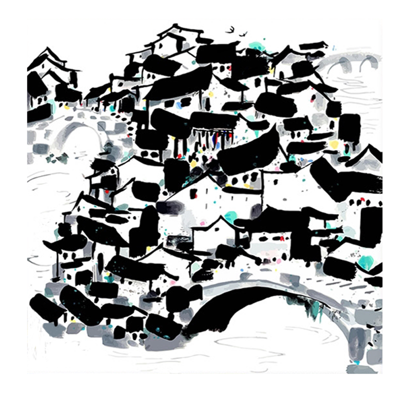 大本营diy丙烯油画江南水乡