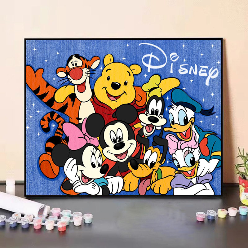 迪士尼动漫合集 米奇米妮维尼熊唐老鸭diy数字油画手工填色油彩画