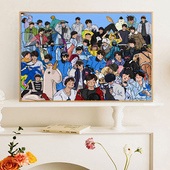 手绘填色丙烯画 合照diy数字油彩画 TFBOYS 演员歌手动漫版 王俊凯