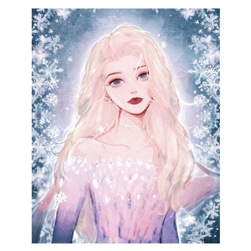 灰姑娘公主手绘填色涂鸦油彩画