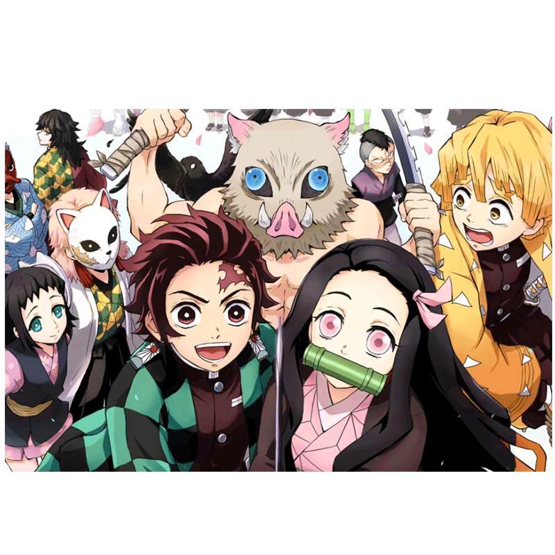 鬼灭之刃全家福diy数字油画手工填色油彩画 炭治郎祢豆子善逸九柱