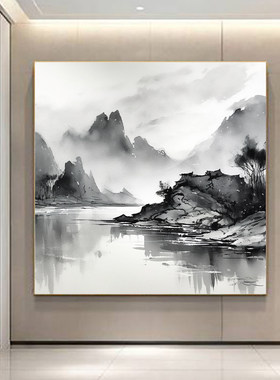 古典水墨中式渔风景diy数字油画