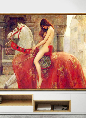 骑大马的戈黛娃夫人diy数字油画 手工填色丙烯油彩画 世界名画