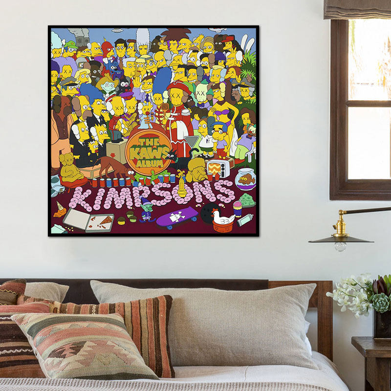 kaws芝麻街 卡通动画diy数字油画手绘填色减压装饰画 画画油彩画