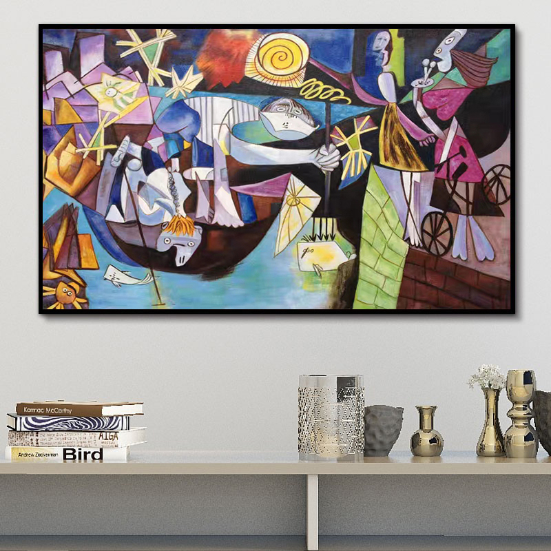 毕加索《安提布的夜钓》 diy数字油画手工填充涂色手绘丙烯油彩画