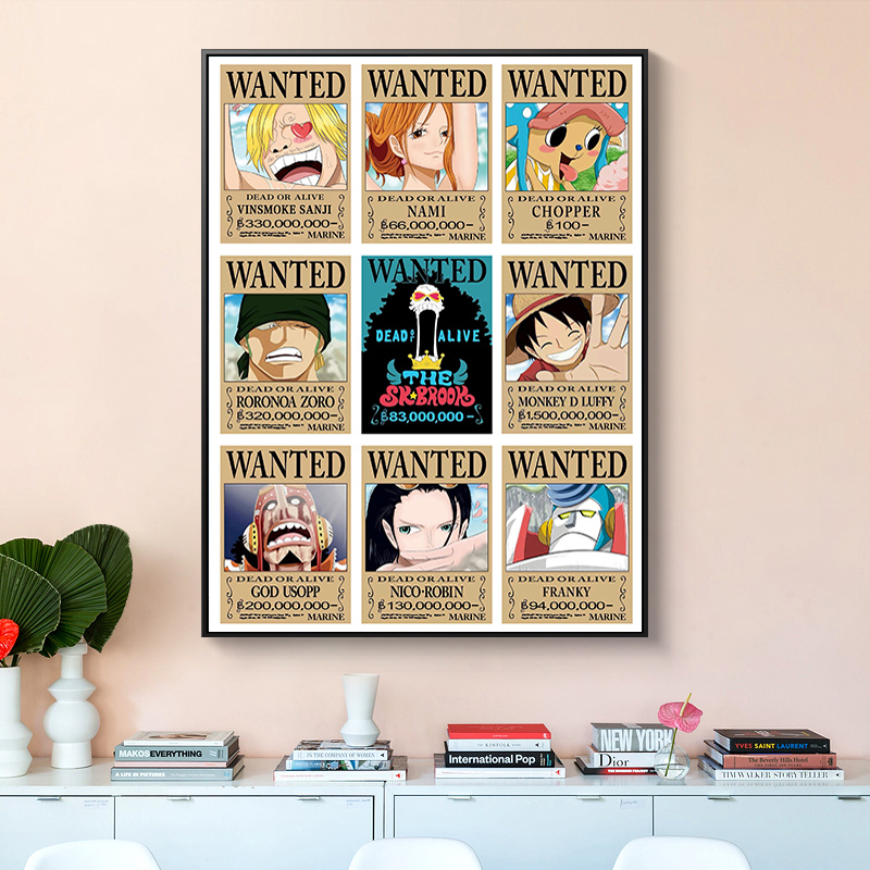 海贼王通缉令diy数字油画 手工填色油彩画 路飞娜美罗宾鹰眼明哥